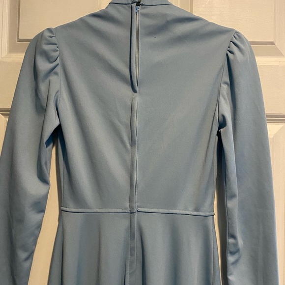 True Vintage 70's Mikey, Jrs. Of CA Light Blue Mock Neck Maxi Gown Sz 5 Juniors - Picture 4 of 7